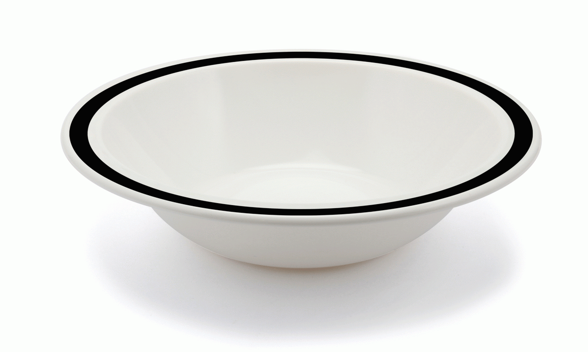 Reusable Plastic Round Bowl Solid Colour Rim 17cm - Polycarbonate