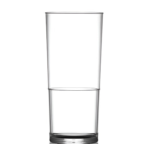 Clear Reusable Plastic Stacking Pint Glass 568ml- Polycarbonate UKCA Stamped to Rim