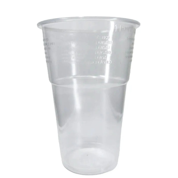 Clear Budget Disposable Recyclable Plastic Pint Glass 568ml - CE Marked