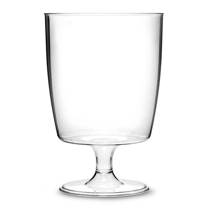 Clear Disposable Recyclable Plastic Wine Glass 220ml - UKCA Marked to Line at 125, 175 & 200ml