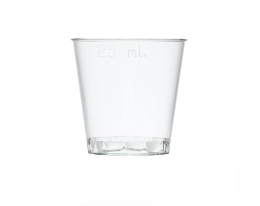 30ml Clear Disposable Recyclable Plastic Stacking Shot Glass - CE Stamped to Rim