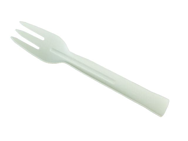 White Compostable Recyclable Heavy Duty Fork 158mm - Paper