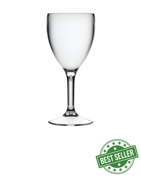 Clear Reusable Plastic Wine Glass 255ml - Polycarbonate