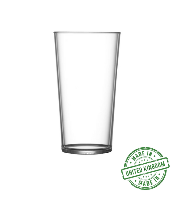 Clear Reusable Plastic Elite Premium Conical Pint Glass 568ml - Polycarbonate UKCA Stamped to Rim