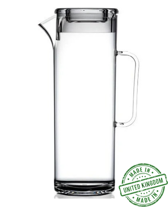3 Pint Clear Reusable Plastic Tall Jug With Lid 1704ml - Polycarbonate