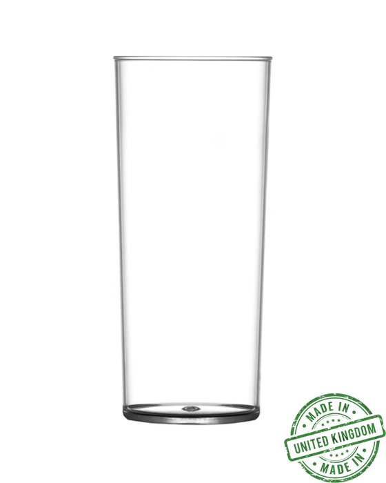 Clear Reusable Plastic Hi-Ball Glass 340ml - Crystal Polystyrene UKCA Stamped to Line