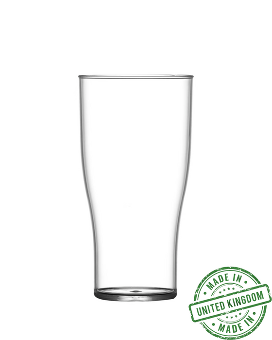 Clear Reusable Plastic Tulip Half Pint Glass 284ml - Nucleated Polycarbonate UKCA Stamped to Rim