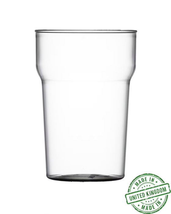 Clear Reusable Plastic Nonic Half Pint Glass 284ml - Polycarbonate UKCA Stamped to Rim