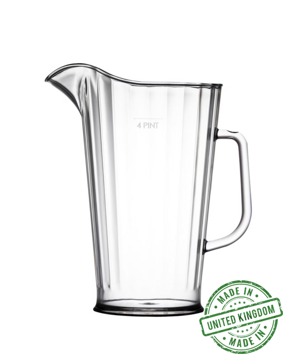 4 Pint Clear Reusable Plastic Jug 2272ml - Polycarbonate UKCA Stamped to Line