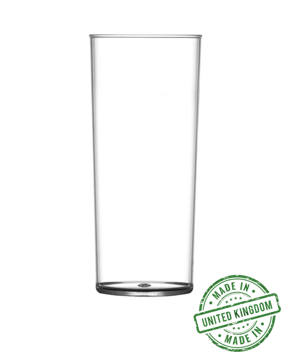 Clear Reusable Plastic Hi-ball Glass 340ml - Polycarbonate UKCA Stamped to Rim
