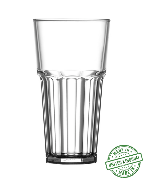 Clear Reusable Plastic Remedy Pint Glass 568ml - Polycarbonate UKCA Stamped to Rim