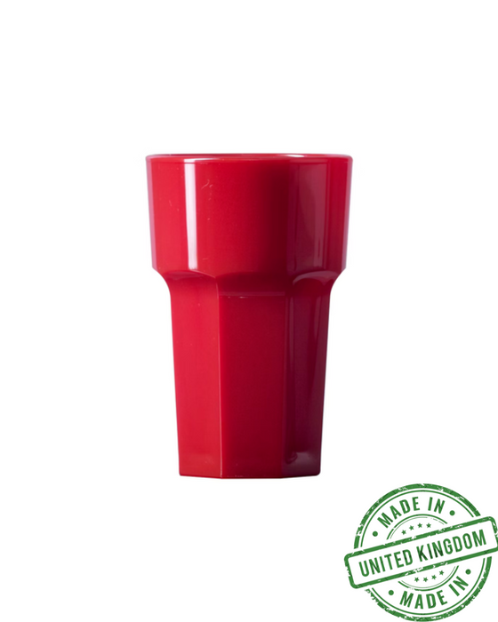 Red Reusable Plastic Half Pint Glass 284ml - Polycarbonate UKCA Stamped to Rim