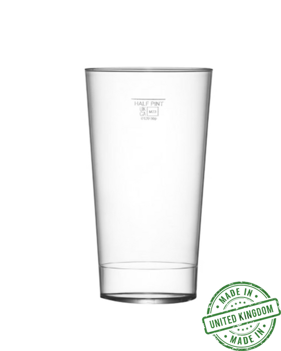 Clear Reusable Plastic Stacking Tumbler Glass 340ml - UKCA Half Pint to Line - Polycarbonate