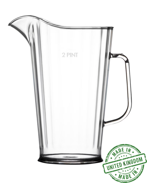 2 Pint Clear Reusable Plastic Jug 1136ml- Polycarbonate UKCA Stamped
