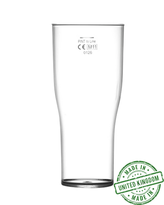 Clear Reusable Plastic Tulip Pint Glass 620ml Box of 24 - Nucleated Polycarbonate UKCA Stamped at 20oz