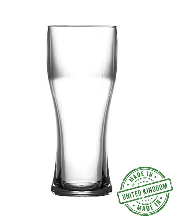 Clear Reusable Plastic Pilsner / Wheat Pint Glass 568ml- Polycarbonate UKCA Stamped to Rim