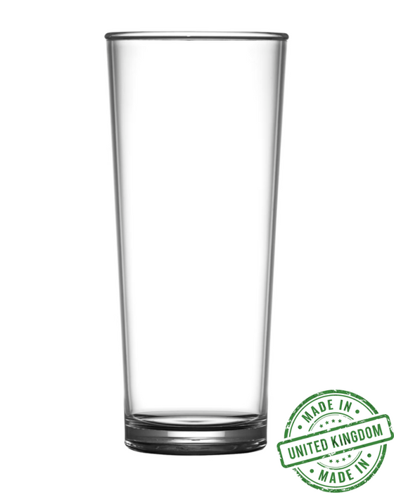 Clear Reusable Plastic Pint Glass 568ml - Nucleated Polycarbonate UKCA Stamped to Rim