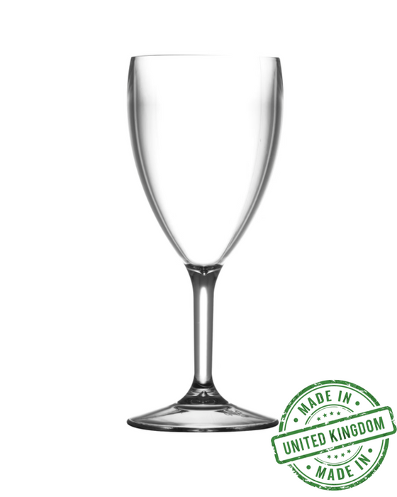 Clear Reusable Plastic Wine Glass 400ml - Polycarbonate UKCA Stamped to Line