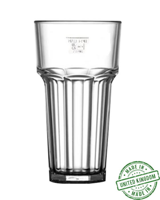 Clear Reusable Plastic Remedy Tumbler Glass 340ml - Polycarbonate UKCA Marked to Rim