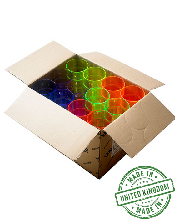 Mixed Neon Reusable Plastic Hi-ball Glass 284ml Box of 48 - Crystal Polystyrene