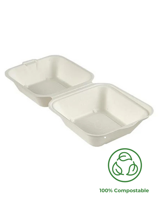 White Compostable Large Square Burger Box