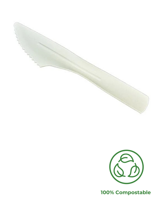 White Compostable Recyclable Paper Knife 160mm