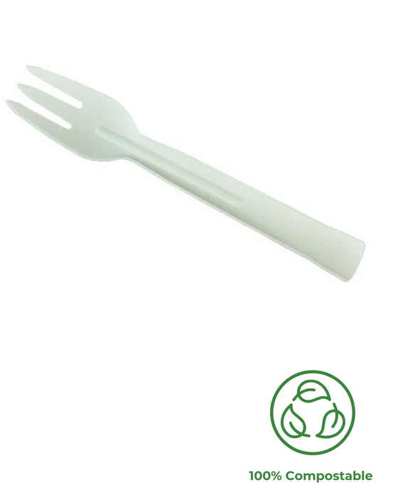 White Compostable Recyclable Paper Fork 158mm