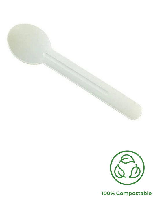 White Compostable Recyclable Paper Spoon 160mm