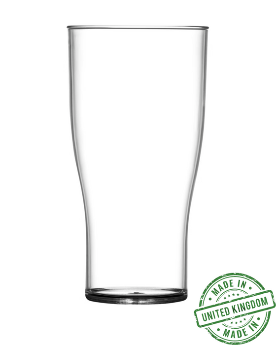 Clear Reusable Plastic Tulip Pint Glass 568ml - Crystal Polystyrene UKCA Stamped to Rim