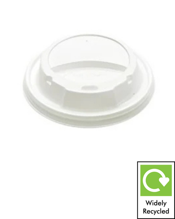 White Disposable Recyclable Plastic Lid 80mm - To fit 240ml paper cups