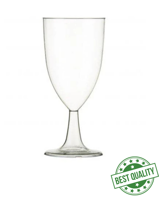 Clear Disposable Recyclable Plastic Wine Glass 215ml CE Marked to Line at 125 & 175ml