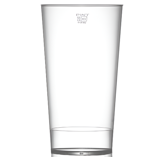 Clear Reusable Plastic Stacking Festival Pint Cup 568ml - Polycarbonate UKCA Stamped to Rim