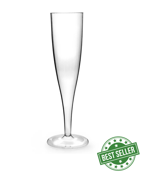 Clear Disposable Recyclable Plastic Champagne Flute 160ml - 1 Piece - UKCA Marked at 125ml