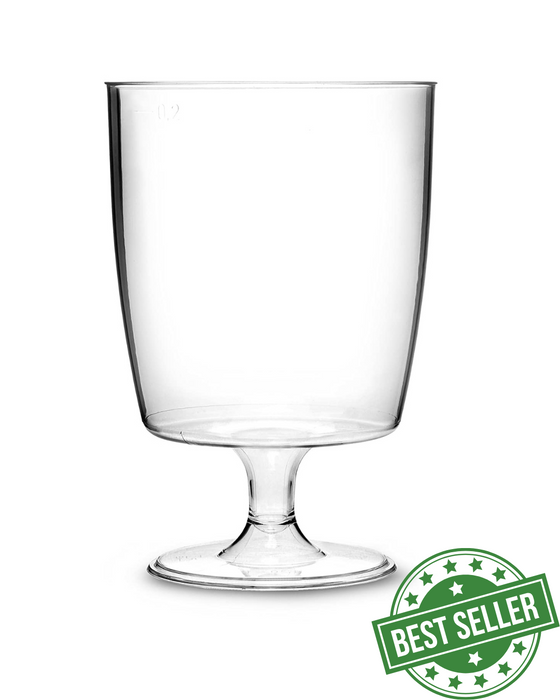 Clear Disposable Recyclable Plastic Wine Glass 220ml - 1 Piece - UKCA Marked to Line at 125, 175 & 200ml
