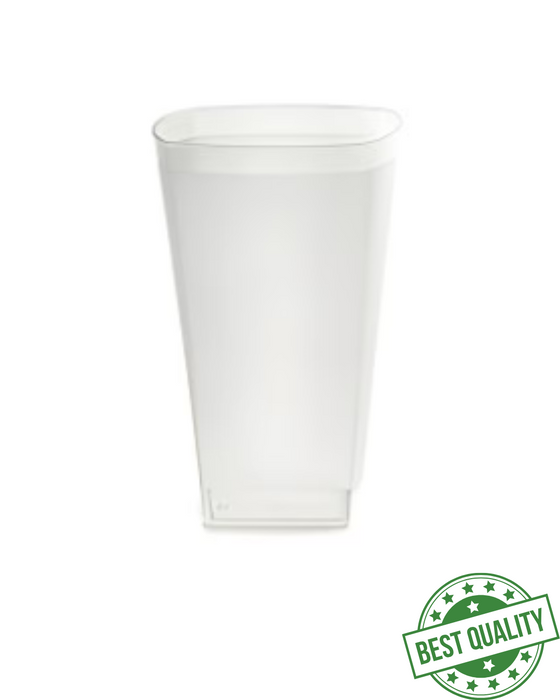 Frosted Disposable Recyclable Plastic Square Tumbler Glass 480ml