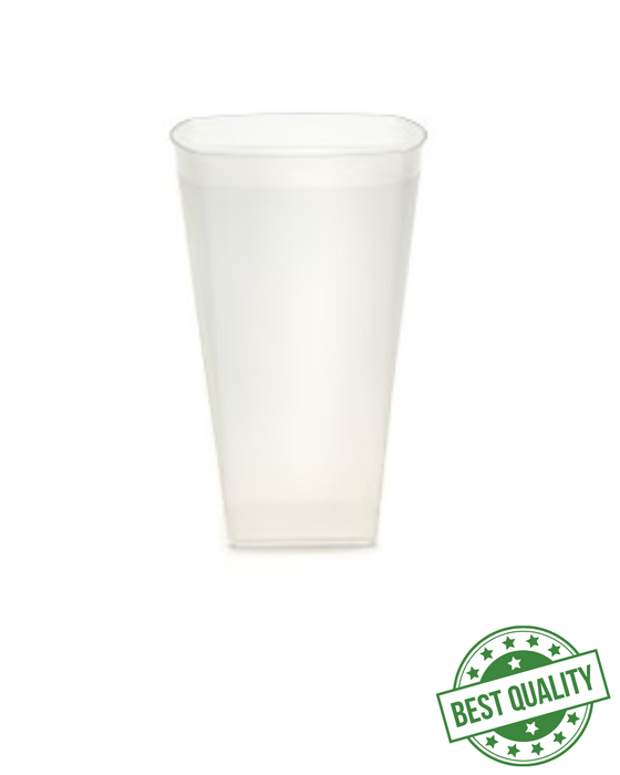 Frosted Disposable Recyclable Square Tumbler Glass 340ml
