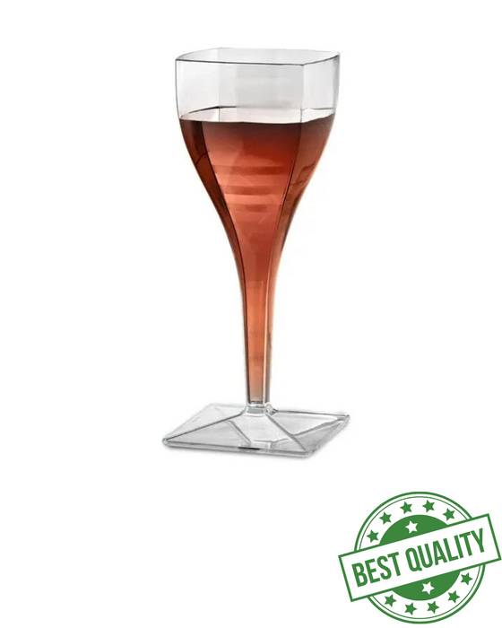 Clear Disposable Recyclable Square Wine Glass 240ml