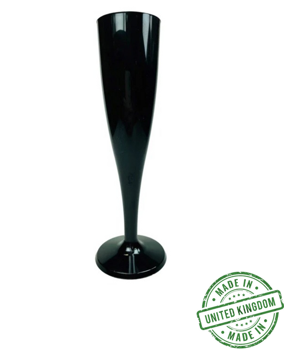 Black Disposable Recyclable Plastic Champagne Flutes 160ml - 1 Piece