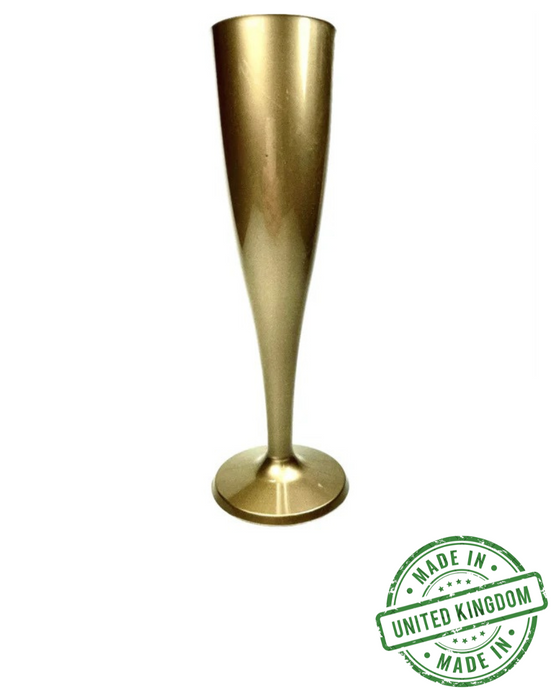 Gold Disposable Recyclable Plastic Champagne Flutes 160ml - 1 Piece