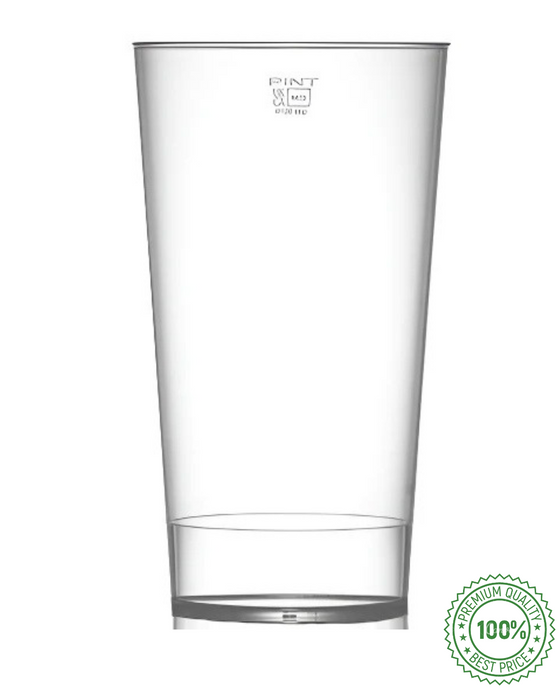 Clear Reusable Plastic Stacking Festival Pint Cup 568ml - Polycarbonate UKCA Stamped to Rim