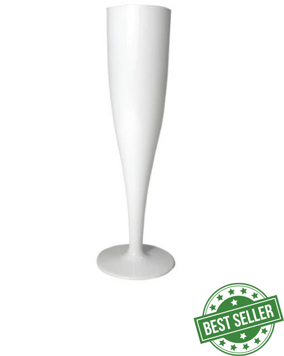 White Disposable Recyclable Plastic Champagne Flutes 160ml - 1 Piece