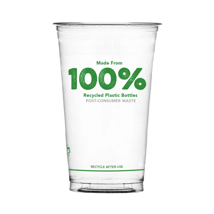 Clear 100% Recycled Plastic Pint Glass 568ml - RPET CE Stamped to Rim