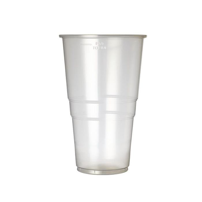 Clear Disposable Recyclable Plastic Pint Glass 568ml - Polypropylene CE Stamped to Rim