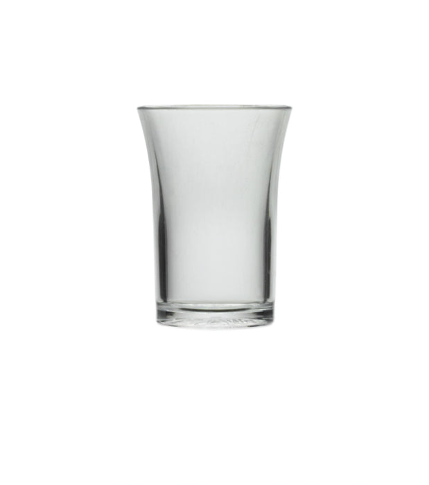 35ml Clear Reusable Plastic Shot Glass Box of 100 - Polystyrene UKCA Stamped to Rim