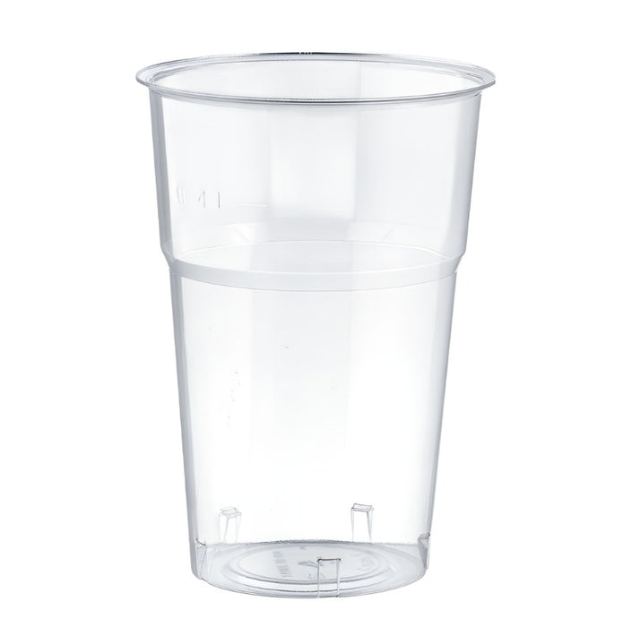 Clear Disposable Recyclable Plastic Pint Glass 557ml - CE Stamped to Rim