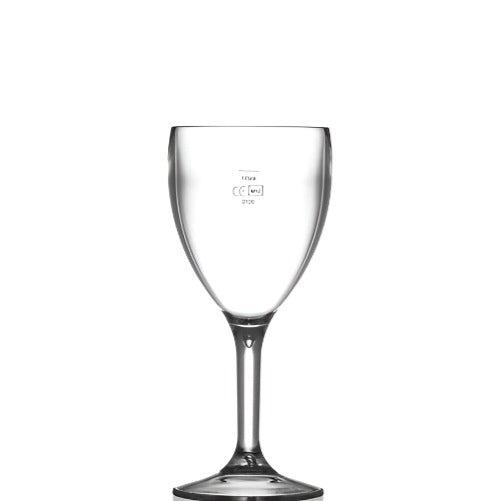 Clear Reusable Plastic Wine Glass 255ml - Polycarbonate UKCA Stamped