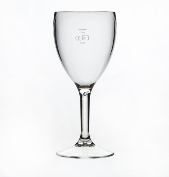 Clear Reusable Plastic Wine Glass 255ml - Polycarbonate UKCA Stamped