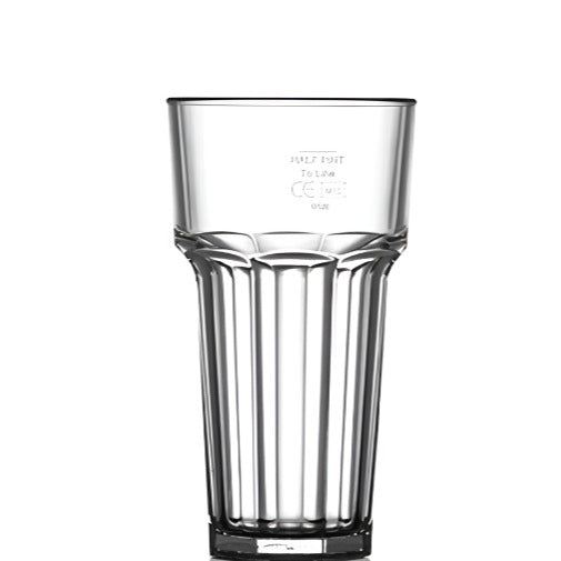 Clear Reusable Plastic Remedy Tumbler Glass 340ml - Polycarbonate UKCA Marked to Rim