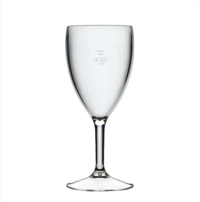 Clear Reusable Plastic Wine Glass 400ml - Polycarbonate UKCA Stamped to Line