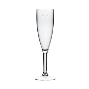 Clear Reusable Plastic Champagne Flute 190ml - Polycarbonate UKCA Stamped to Line